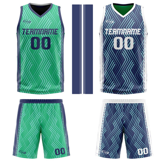 Benutzerdefinierte Grün Marine Reversible Basketball Jersey Personalisierte Drucken Name Nummer Logo