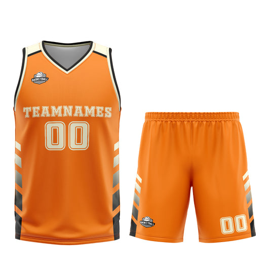 Benutzerdefinierter Orange Creme Basketball Jersey Uniform Anzug gedruckt Ihr Logo Name Nummer