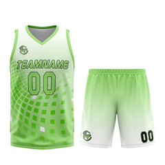 Benutzerdefinierter Weiß Grün Basketball Jersey Uniform Anzug gedruckt Ihr Logo Name Nummer