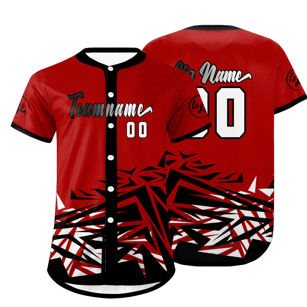 Benutzerdefiniert Rot Schwarz Personalisierter Baseball Jersey mit Farbverlauf Team Uniform mit Namen und Nummer