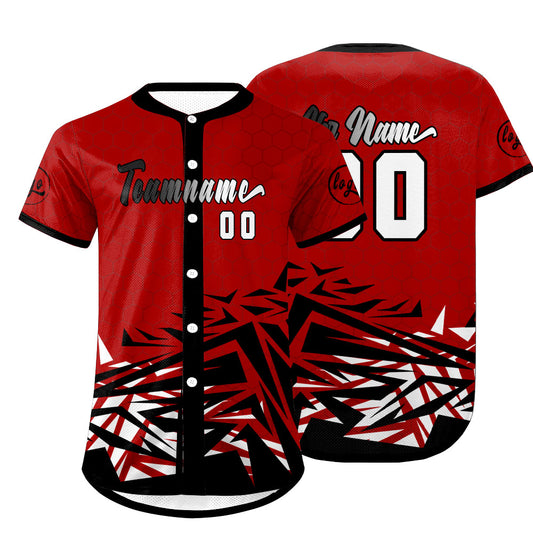 Benutzerdefiniert Rot Schwarz Personalisierter Baseball Jersey mit Farbverlauf Team Uniform mit Namen und Nummer