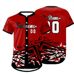 Benutzerdefiniert Rot Schwarz Personalisierter Baseball Jersey mit Farbverlauf Team Uniform mit Namen und Nummer