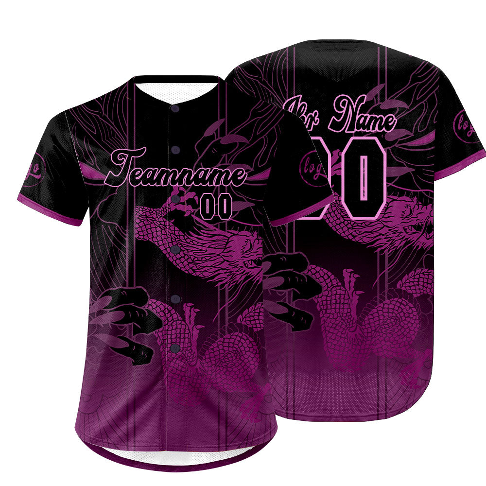 Benutzerdefiniert Lila Schwarz Personalisierter Baseball Jersey mit Farbverlauf Team Uniform mit Namen und Nummer