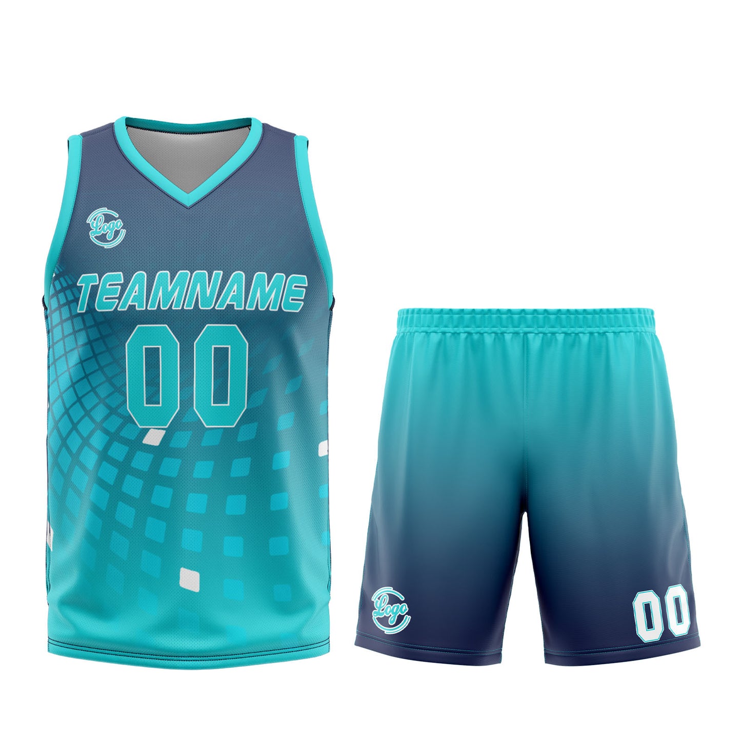 Benutzerdefinierter Marine Cyan Basketball Jersey Uniform Anzug gedruckt Ihr Logo Name Nummer