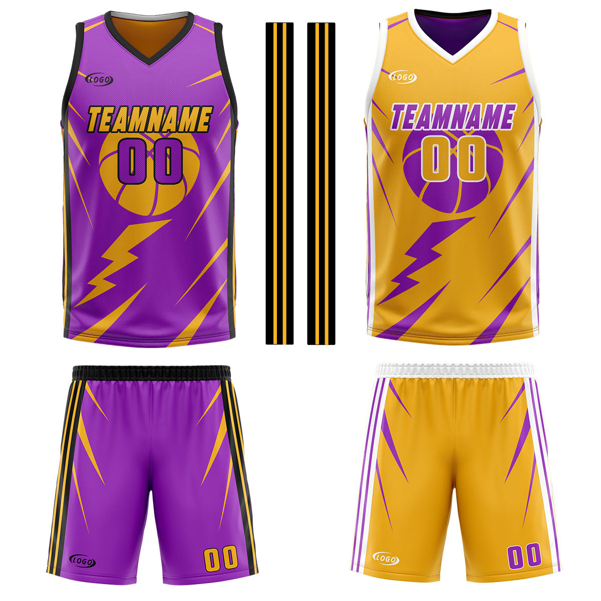 Benutzerdefinierte Lila Gelb Reversible Basketball Jersey Personalisierte Drucken Name Nummer Logo