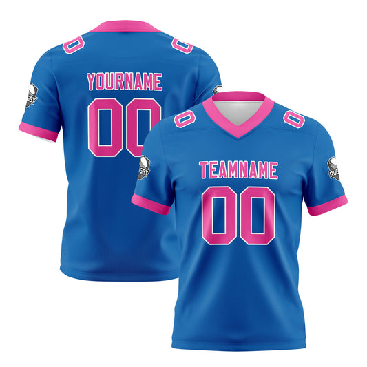 Benutzerdefinierte Blau Rosa Fußball Trikots Personalisierter Name Nummer Logo