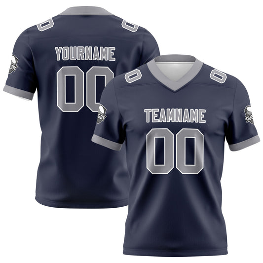 Benutzerdefinierte Marine Grau Fußball Trikots Personalisierter Name Nummer Logo