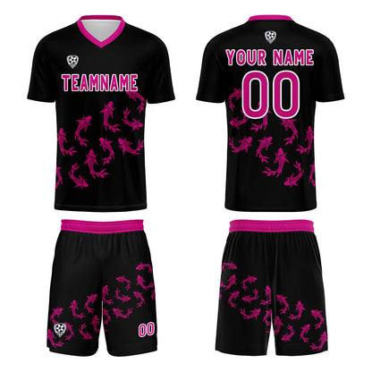 Benutzerdefinierte Schwarz Trikots für Männer Frauen Personalisierte Fußball Uniformen für Erwachsene und Kind