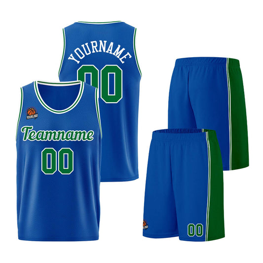 Individuelle Königs-Grün Basketball Jersey Shorts für Männer und Frauen Gestickter und gedruckter Name, Nummer und Logo