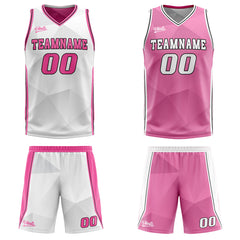 Benutzerdefinierte Weiß Rosa Reversible Basketball Jersey Personalisierte Drucken Name Nummer Logo