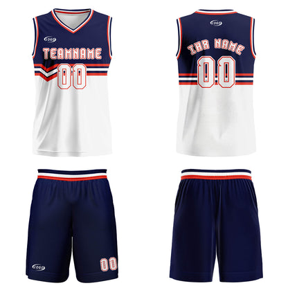 Benutzerdefinierter Blau Weiß Orange Basketball Jersey Uniform Anzug gedruckt Ihr Logo Name Nummer