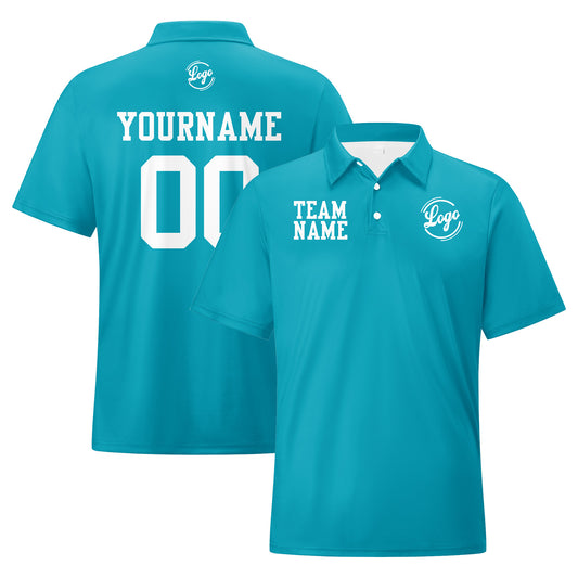 Benutzerdefinierte Aqua Weiß Fußball Gradient Polo-Shirts Fügen Sie Ihr Einzigartiges hinzu Logo/Name/Nummer