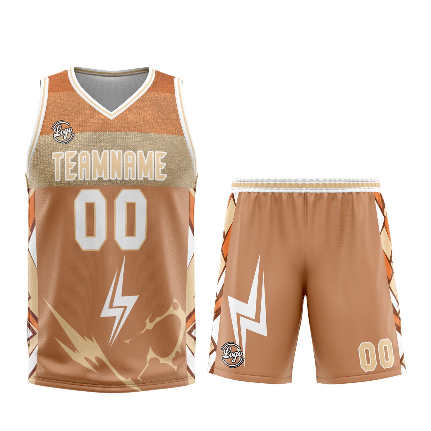 Benutzerdefinierter Braun Weiß Basketball Jersey Uniform Anzug gedruckt Ihr Logo Name Nummer