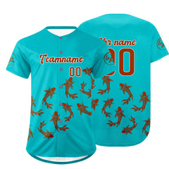 Benutzerdefiniert Cyan Orange Personalisierter Baseball Jersey mit Farbverlauf Team Uniform mit Namen und Nummer