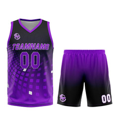 Benutzerdefinierter Schwarz Lila Basketball Jersey Uniform Anzug gedruckt Ihr Logo Name Nummer
