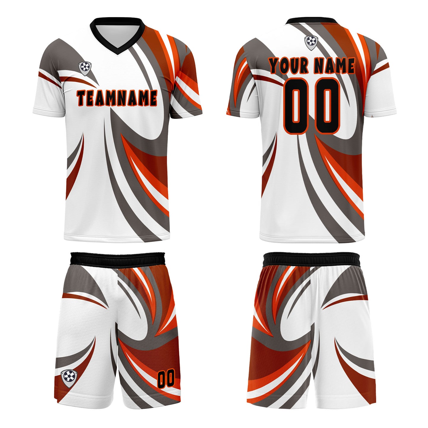 Benutzerdefinierte Weiß Braun Trikots für Männer Frauen Personalisierte Fußball Uniformen für Erwachsene und Kind