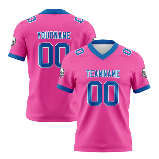 Benutzerdefinierte Rosa Blau Fußball Trikots Personalisierter Name Nummer Logo