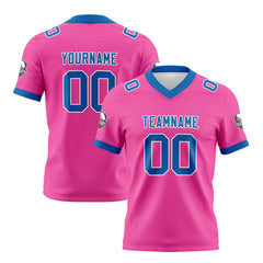 Benutzerdefinierte Rosa Blau Fußball Trikots Personalisierter Name Nummer Logo