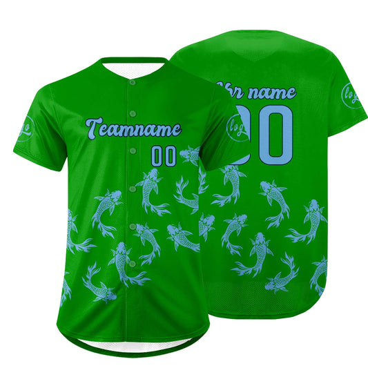 Benutzerdefiniert Grün Blau Personalisierter Baseball Jersey mit Farbverlauf Team Uniform mit Namen und Nummer