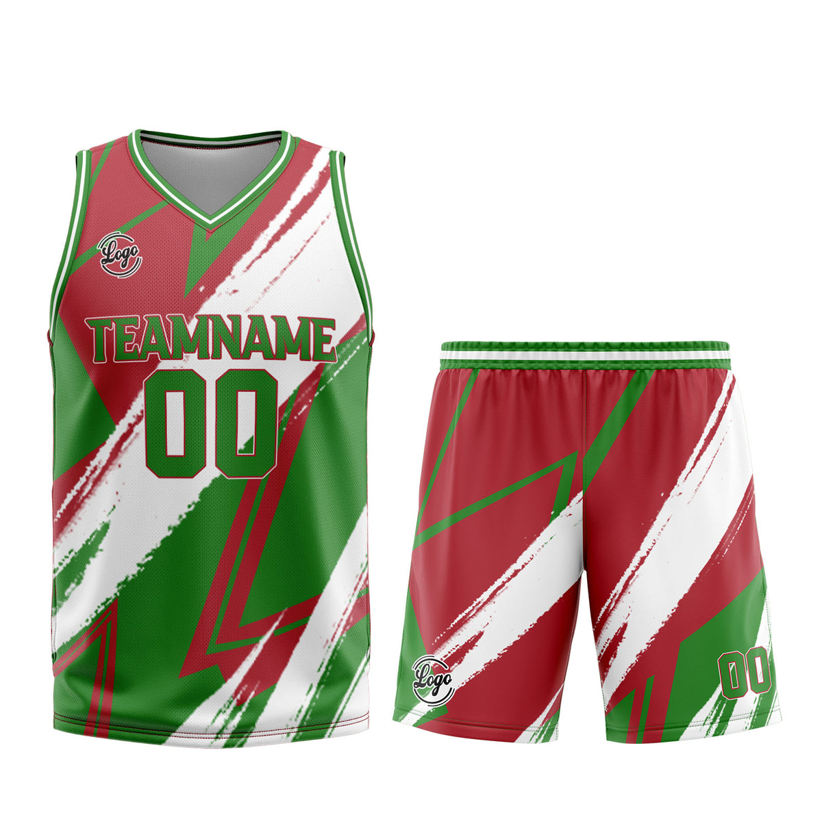 Benutzerdefinierter Rot Grün Basketball Jersey Uniform Anzug gedruckt Ihr Logo Name Nummer