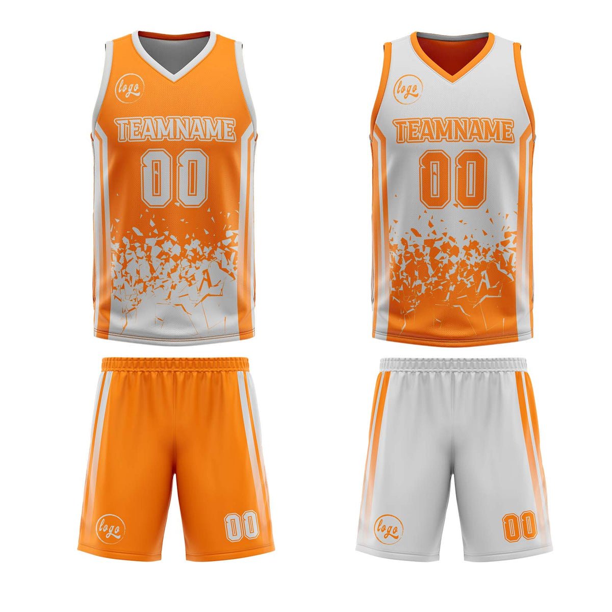 Benutzerdefinierte Orange Grau Reversible Basketball Jersey Personalisierte Drucken Name Nummer Logo