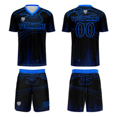 Benutzerdefinierte Schwarz Blau Trikots für Männer Frauen Personalisierte Fußball Uniformen für Erwachsene und Kind