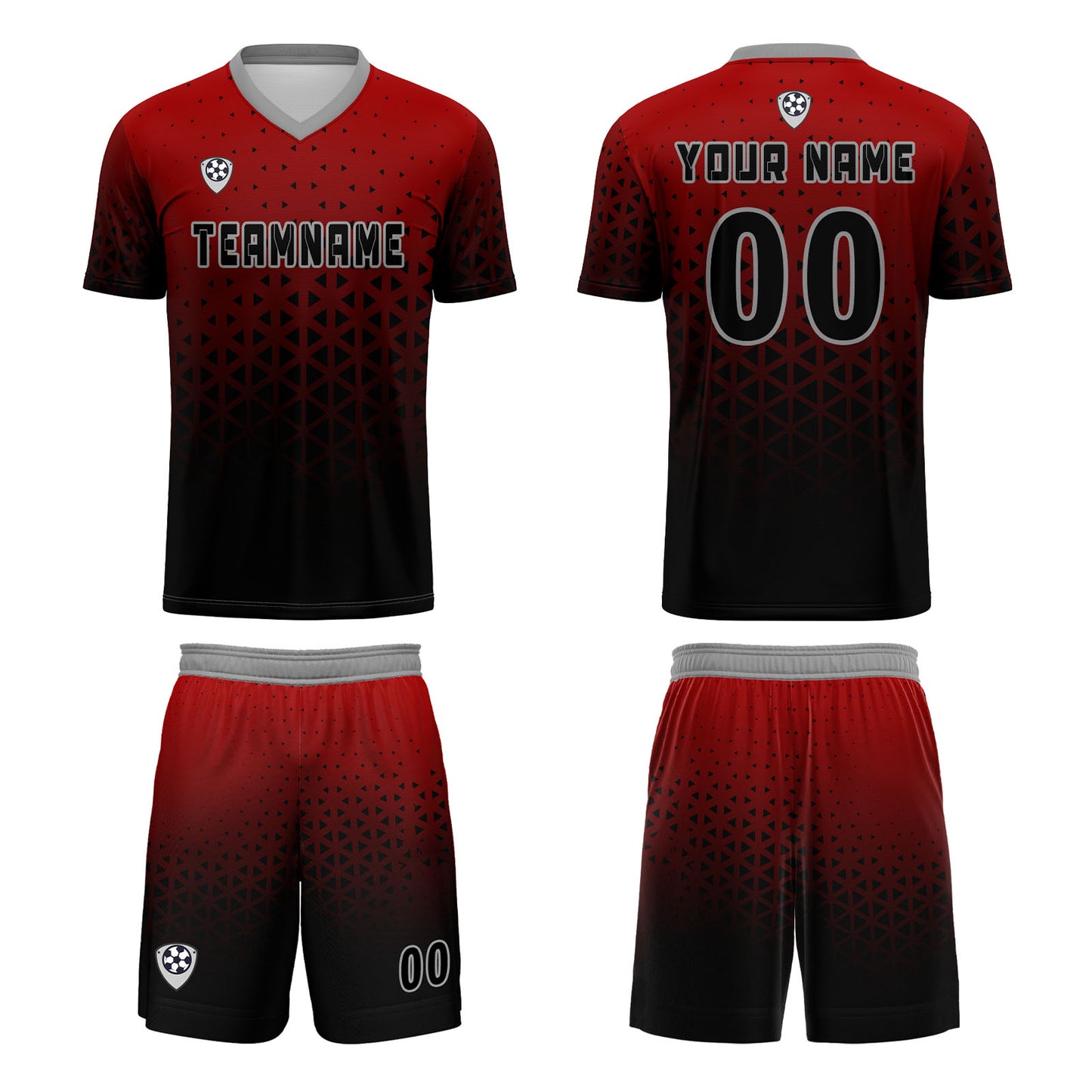 Benutzerdefinierte Rot Grau Trikots für Männer Frauen Personalisierte Fußball Uniformen für Erwachsene und Kind