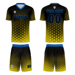 Benutzerdefinierte Gelb Blau Trikots für Männer Frauen Personalisierte Fußball Uniformen für Erwachsene und Kind