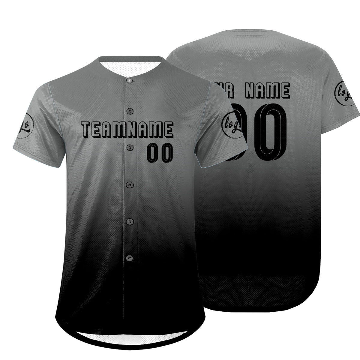 Benutzerdefiniert Grau Schwarz Personalisierter Baseball Jersey mit Farbverlauf Team Uniform mit Namen und Nummer