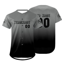Benutzerdefiniert Grau Schwarz Personalisierter Baseball Jersey mit Farbverlauf Team Uniform mit Namen und Nummer
