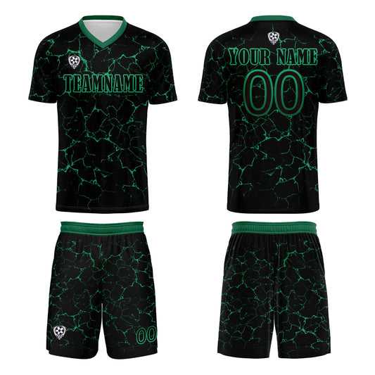 Benutzerdefinierte Schwarz Grün Trikots für Männer Frauen Personalisierte Fußball Uniformen für Erwachsene und Kind