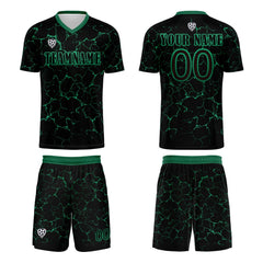 Benutzerdefinierte Schwarz Grün Trikots für Männer Frauen Personalisierte Fußball Uniformen für Erwachsene und Kind