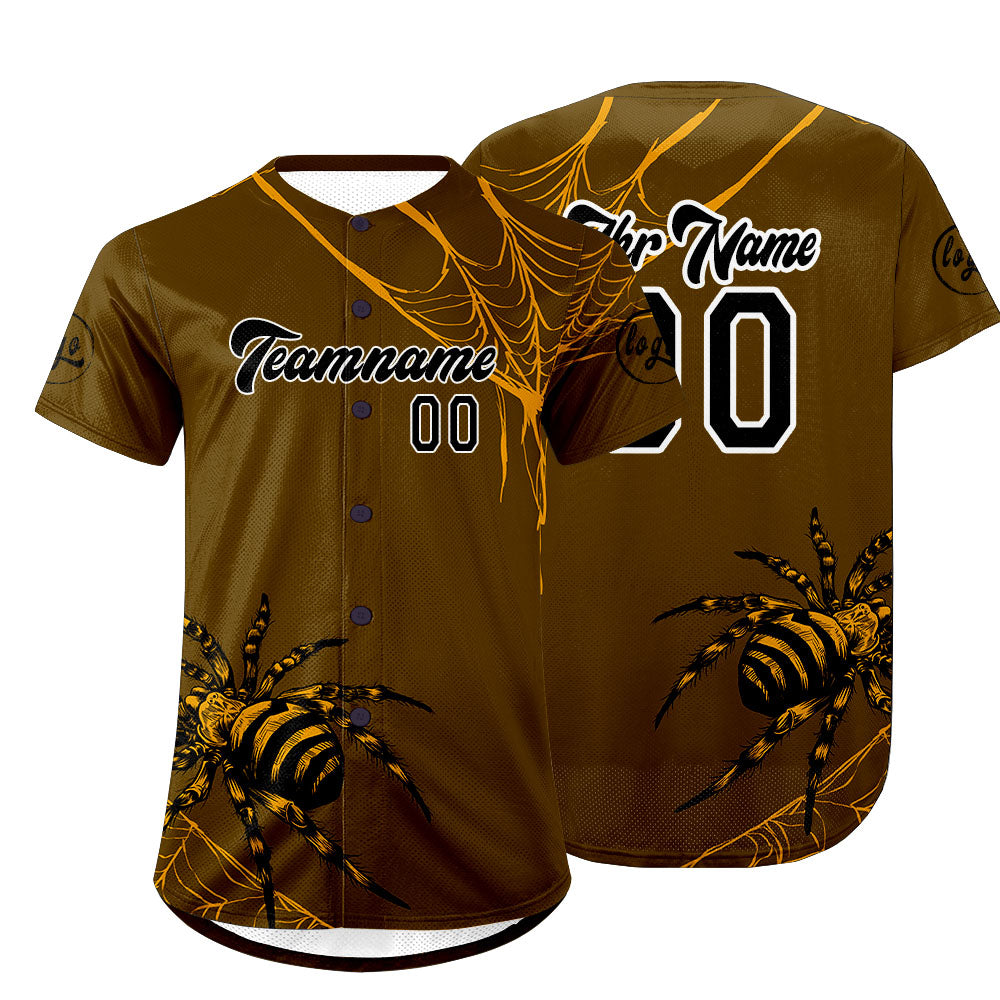 Benutzerdefiniert Braun Gelb Personalisierter Baseball Jersey mit Farbverlauf Team Uniform mit Namen und Nummer