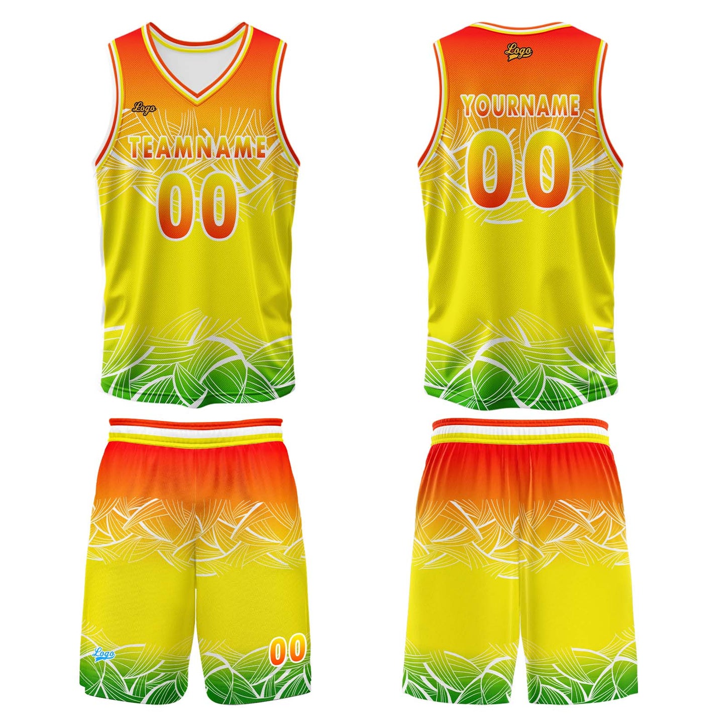 Benutzerdefinierter Orange Gelb Basketball Jersey Uniform Anzug gedruckt Ihr Logo Name Nummer