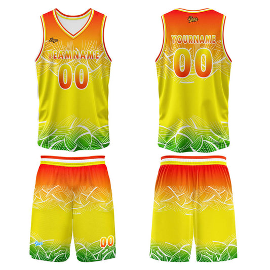 Benutzerdefinierter Orange Gelb Basketball Jersey Uniform Anzug gedruckt Ihr Logo Name Nummer