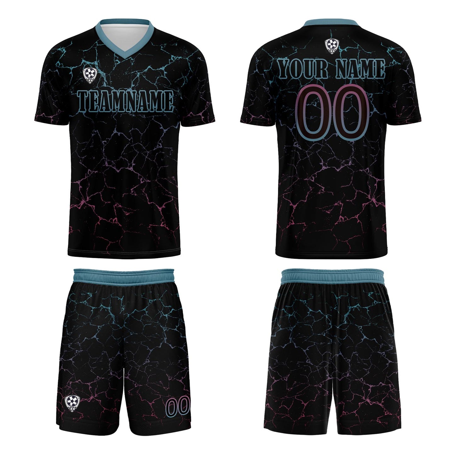 Benutzerdefinierte Schwarz Rosa Trikots für Männer Frauen Personalisierte Fußball Uniformen für Erwachsene und Kind