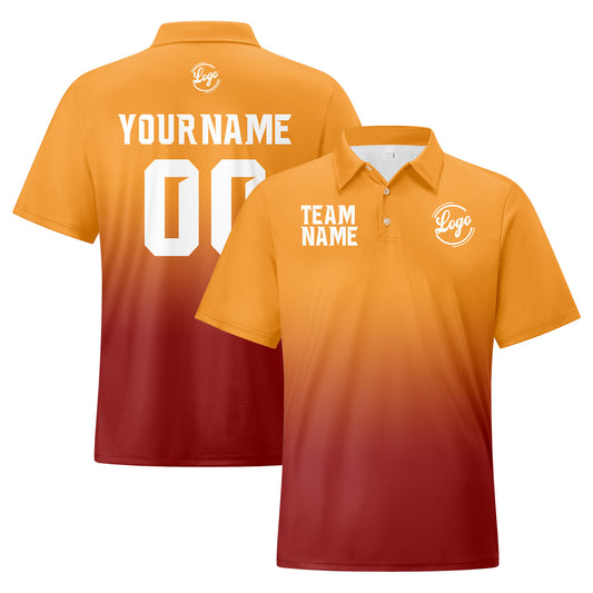 Benutzerdefinierte Orange Burgund Fußball Gradient Polo-Shirts Fügen Sie Ihr Einzigartiges hinzu Logo/Name/Nummer