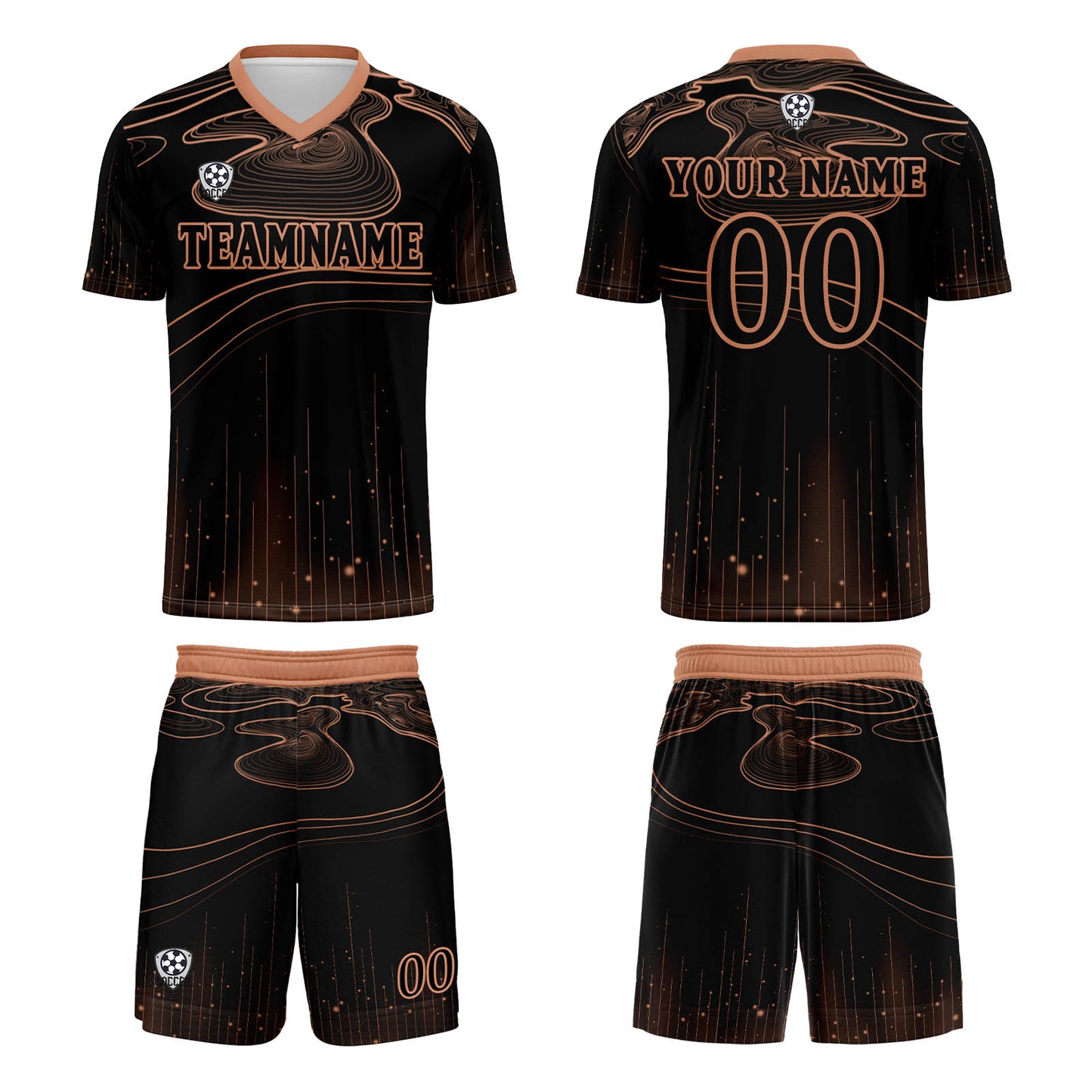 Benutzerdefinierte Schwarz Orange Trikots für Männer Frauen Personalisierte Fußball Uniformen für Erwachsene und Kind