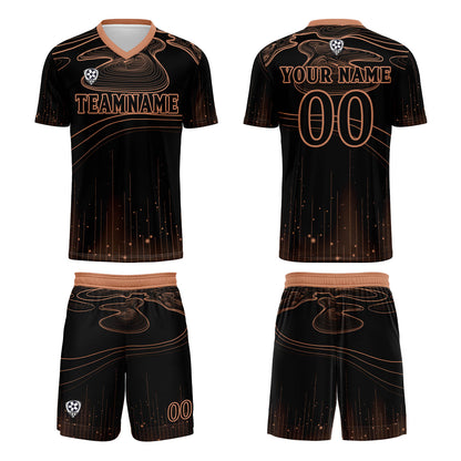 Benutzerdefinierte Schwarz Orange Trikots für Männer Frauen Personalisierte Fußball Uniformen für Erwachsene und Kind