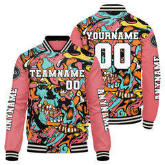 Maßgeschneiderte Rosa Letterman Varsity Jacket Individuelle Stickerei Druck nach Ihrem Wunsch