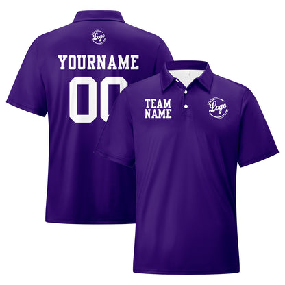 Benutzerdefinierte Lila Weiß Fußball Polo-Shirts Fügen Sie Ihr Einzigartiges hinzu Logo/Name/Nummer