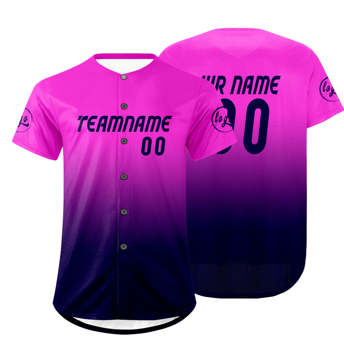 Benutzerdefiniert Lila Marine Personalisierter Baseball Jersey mit Farbverlauf Team Uniform mit Namen und Nummer