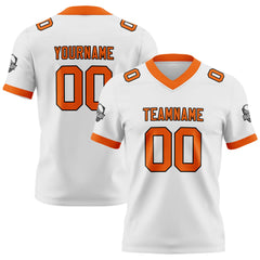Benutzerdefinierte Weiß Orange Fußball Trikots Personalisierter Name Nummer Logo