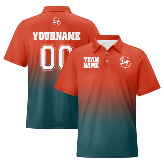 Benutzerdefinierte Orange Langweilig Grün Fußball Gradient Polo-Shirts Fügen Sie Ihr Einzigartiges hinzu Logo/Name/Nummer