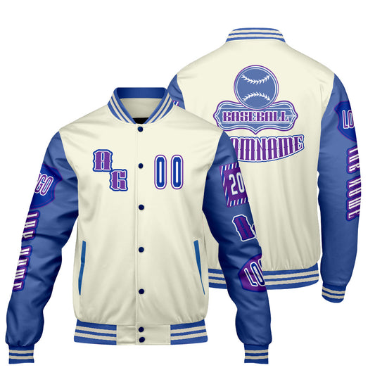 Maßgeschneiderte Rot Blau Lila Letterman Varsity Jacket Individuelle Stickerei  Druck nach Ihrem Wunsch
