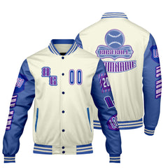 Maßgeschneiderte Rot Blau Lila Letterman Varsity Jacket Individuelle Stickerei  Druck nach Ihrem Wunsch