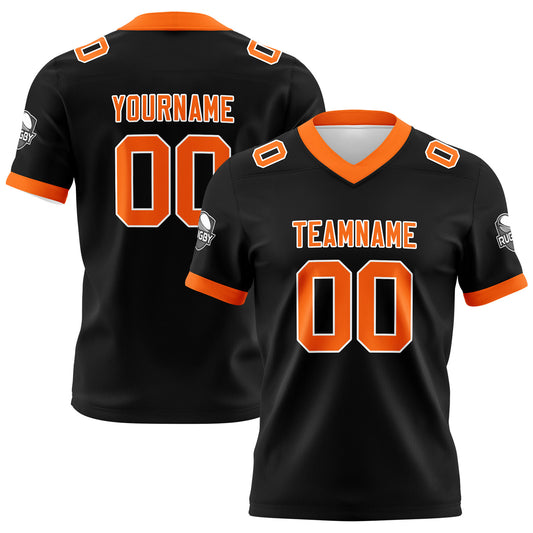 Benutzerdefinierte Schwarz Orange Fußball Trikots Personalisierter Name Nummer Logo