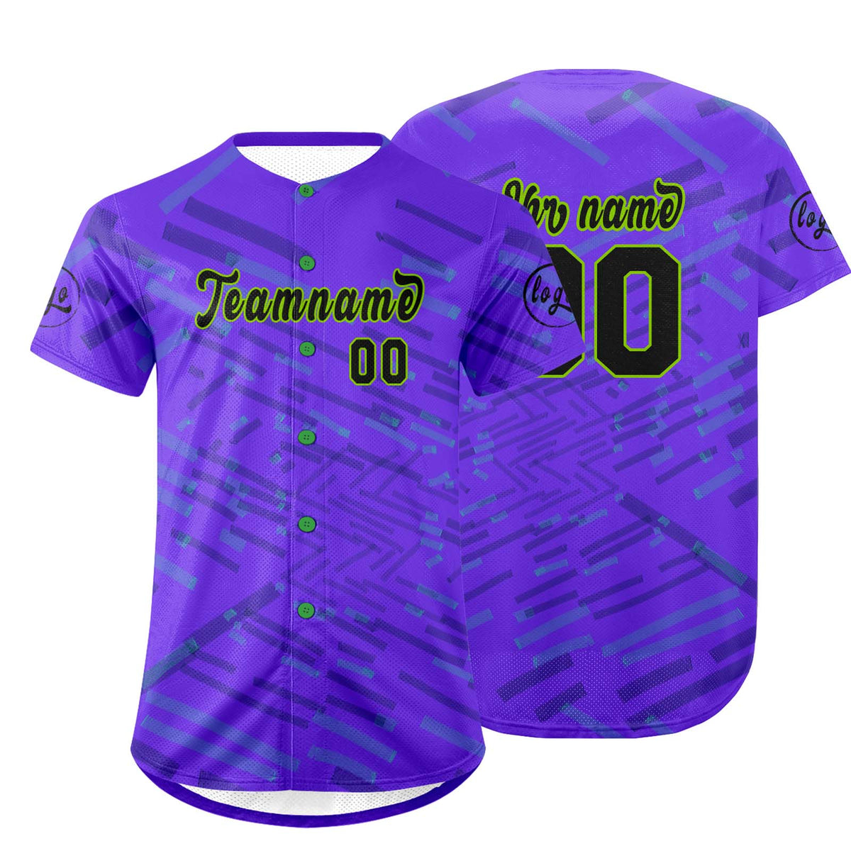 Benutzerdefiniert Lila Grün Personalisierter Baseball Jersey mit Farbverlauf Team Uniform mit Namen und Nummer