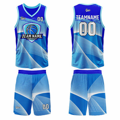 Benutzerdefinierter Blau Basketball Jersey Uniform Anzug gedruckt Ihr Logo Name Nummer