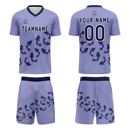Benutzerdefinierte Hellviolett Trikots für Männer Frauen Personalisierte Fußball Uniformen für Erwachsene und Kind